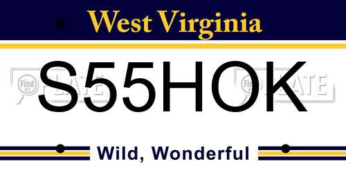 S55HOK West Virginia License Plate