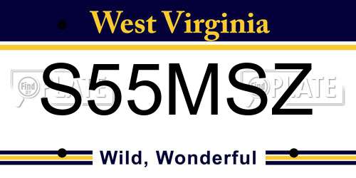 S55MSZ West Virginia License Plate