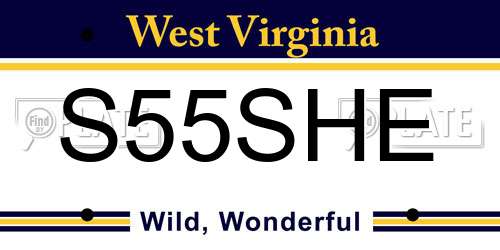 S55SHE West Virginia License Plate