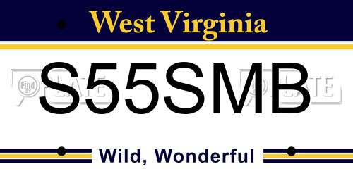 S55SMB West Virginia License Plate