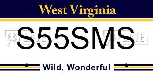 S55SMS West Virginia License Plate