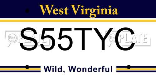 S55TYC West Virginia License Plate
