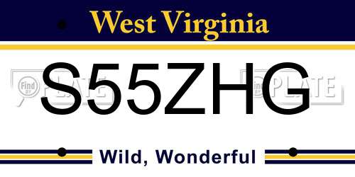 S55ZHG West Virginia License Plate