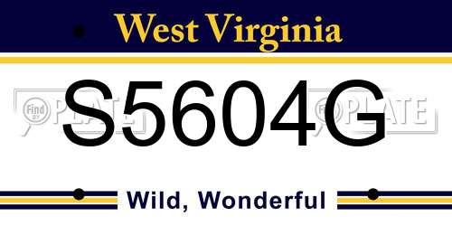 S5604G West Virginia License Plate