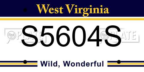 S5604S West Virginia License Plate
