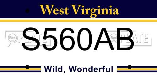 S560AB West Virginia License Plate