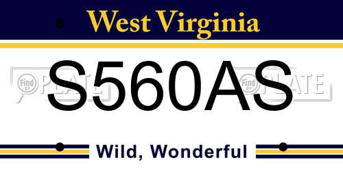 S560AS West Virginia License Plate