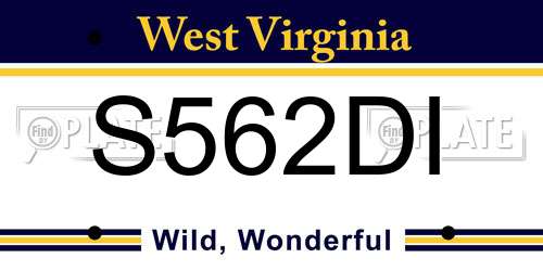 S562DI West Virginia License Plate