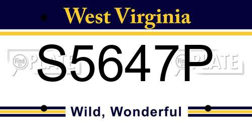S5647P West Virginia License Plate