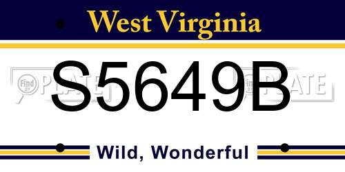 S5649B West Virginia License Plate