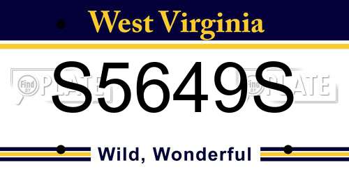 S5649S West Virginia License Plate