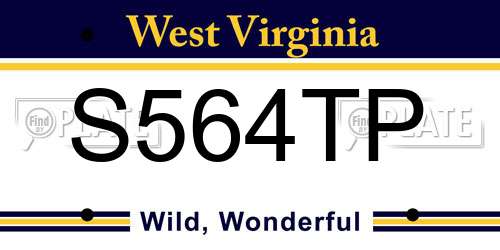 S564TP West Virginia License Plate