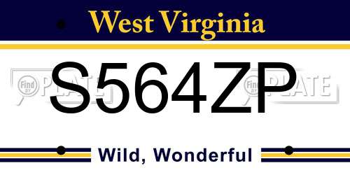 S564ZP West Virginia License Plate