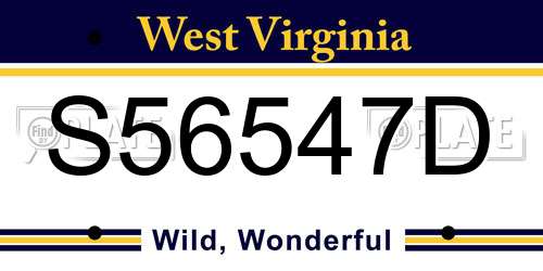 S56547D West Virginia License Plate