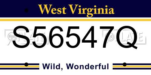 S56547Q West Virginia License Plate