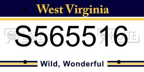 S565516 West Virginia License Plate