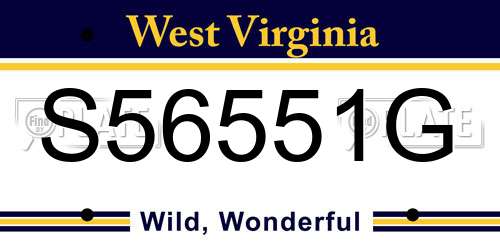 S56551G West Virginia License Plate
