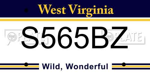 S565BZ West Virginia License Plate