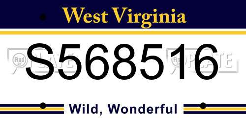 S568516 West Virginia License Plate