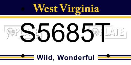 S5685T West Virginia License Plate