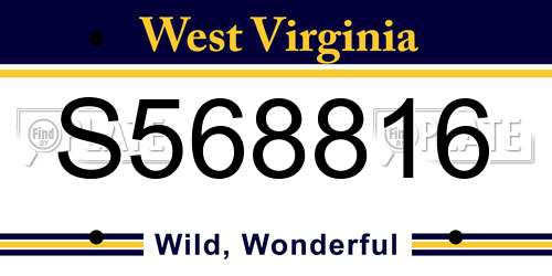 S568816 West Virginia License Plate