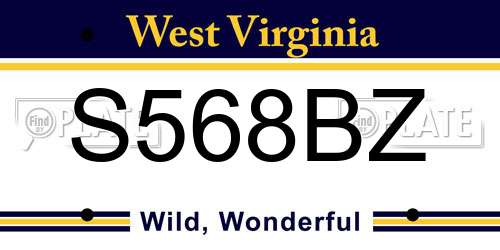 S568BZ West Virginia License Plate