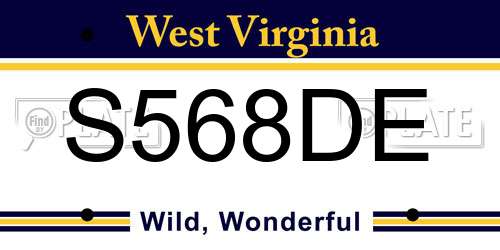 S568DE West Virginia License Plate
