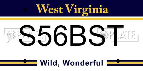 S56BST West Virginia License Plate