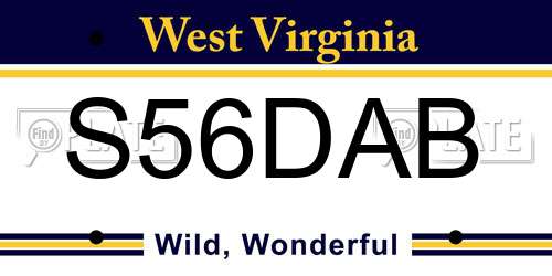 S56DAB West Virginia License Plate