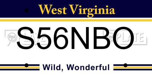 S56NBO West Virginia License Plate