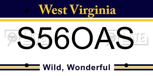 S56OAS West Virginia License Plate