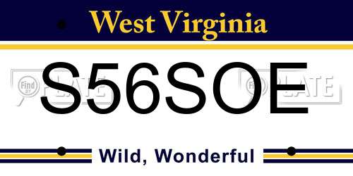 S56SOE West Virginia License Plate