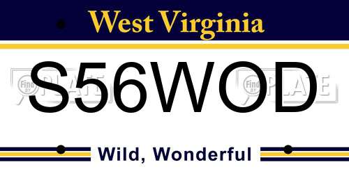 S56WOD West Virginia License Plate