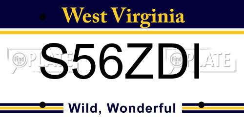 S56ZDI West Virginia License Plate