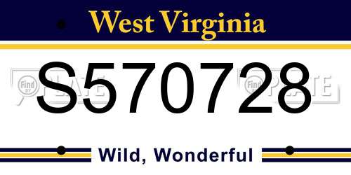 S570728 West Virginia License Plate