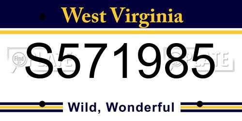 S571985 West Virginia License Plate