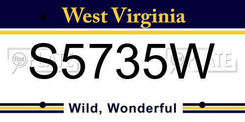 S5735W West Virginia License Plate