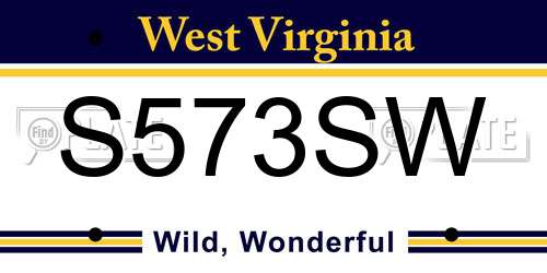 S573SW West Virginia License Plate