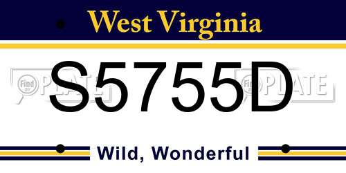 S5755D West Virginia License Plate