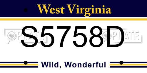 S5758D West Virginia License Plate