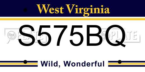 S575BQ West Virginia License Plate