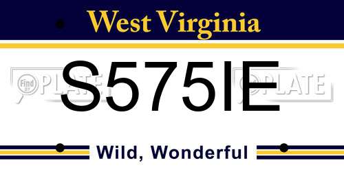 S575IE West Virginia License Plate