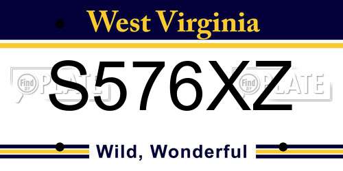 S576XZ West Virginia License Plate