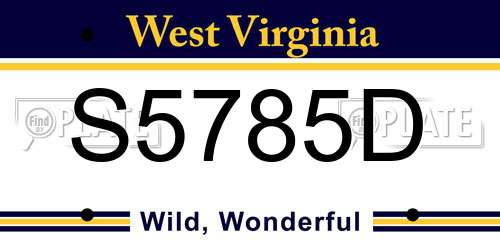 S5785D West Virginia License Plate