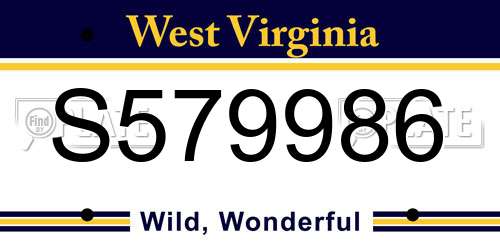 S579986 West Virginia License Plate