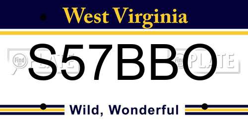 S57BBO West Virginia License Plate