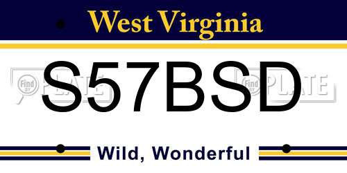 S57BSD West Virginia License Plate