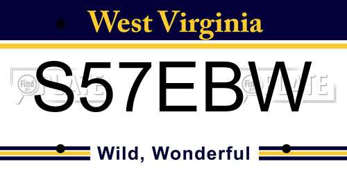 S57EBW West Virginia License Plate