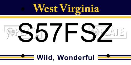 S57FSZ West Virginia License Plate
