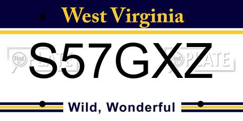 S57GXZ West Virginia License Plate